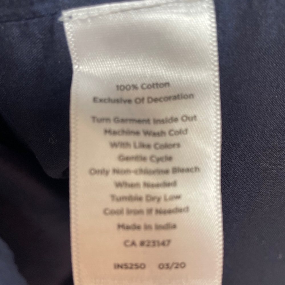 Talbots M Embroidered Gauze A-Line Dress 3/4 Sleeves Indigo/White Cotton Lined - Picture 7 of 8